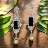 Golden Pearl Onyx Earring