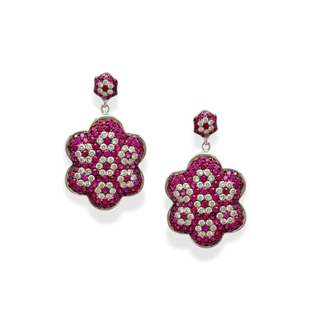 Ruby Diamond Flower Earring