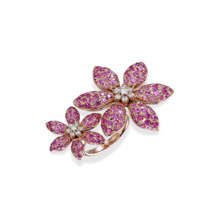 2Flower Pink Sapphire Ring