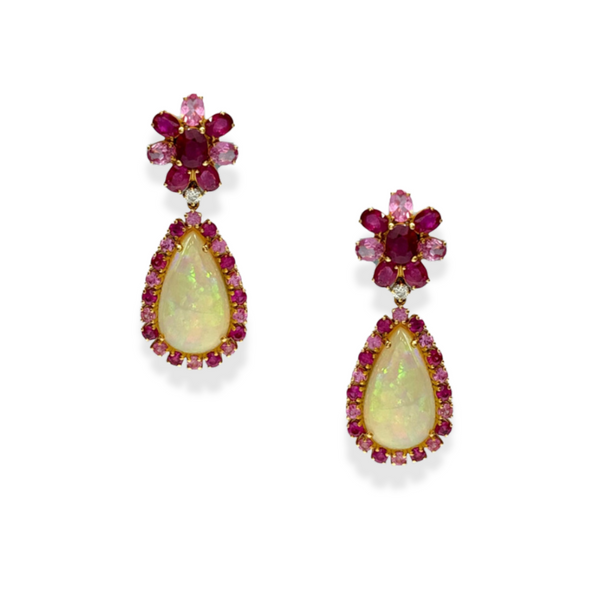 Opal and Ruby Earring