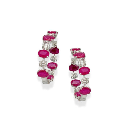 Ruby and Diamond Hoop Earring