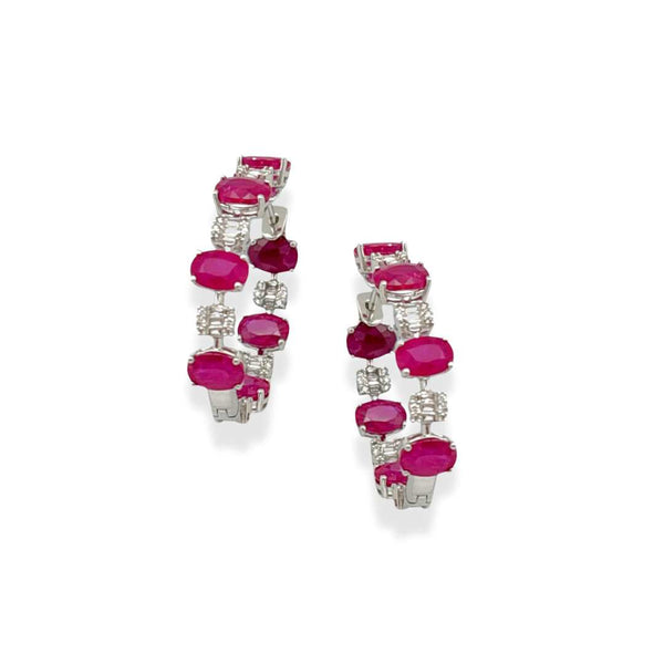 Ruby and Diamond Hoops Earring