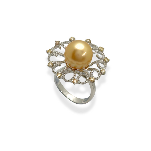 Golden Pearl Diamond Ring