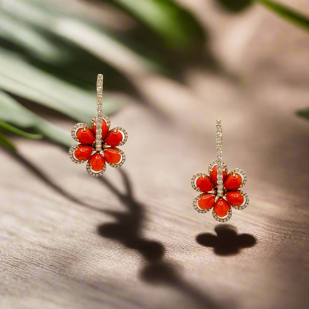 Coral Blossom Hoops