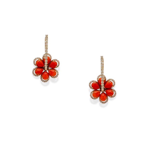 Coral Blossom Hoops