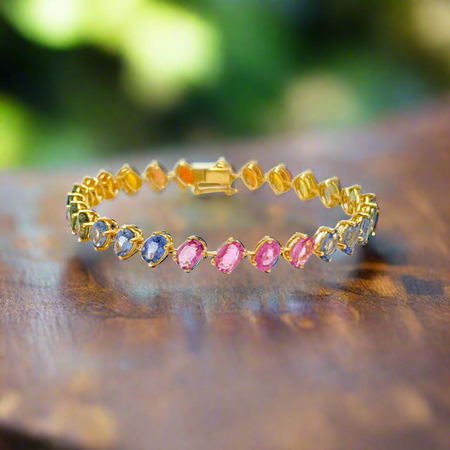 Multicolour Oval Sapphire bracelet