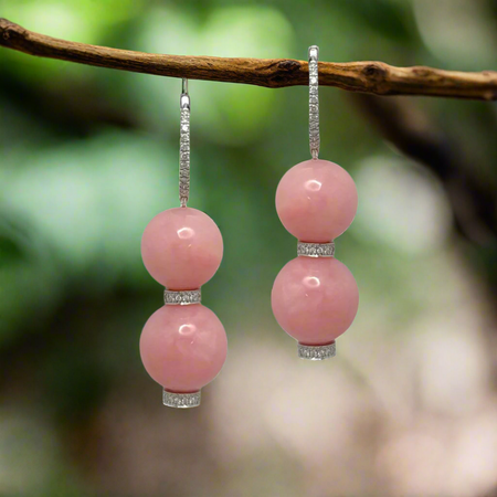 Pink Opal Diamond Earring